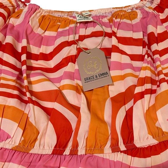 NEW WITH TAGS. EMMA&GRACE MODERN BLOUSE HOT PINK,ORANGE GROOVY PATTERN. 3XL HOT! - Picture 5 of 11